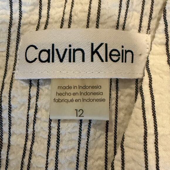 Calvin Klein Striped Sleeveless Cropped Jumpsuit Wide Leg Size 12 Workwear Chic - Picture 4 of 9